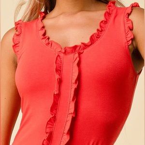 Ruffle Detailed Red Dress